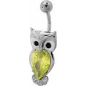 Piercing nombril Swarovski hibou vert