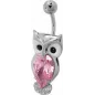 Piercing nombril Swarovski hibou rose