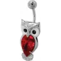 Piercing nombril Swarovski hibou rouge