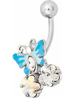 Piercing nombril Swarovski papillon turquoise