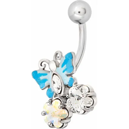 Piercing nombril Swarovski papillon turquoise