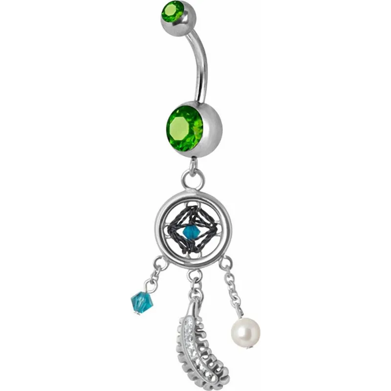 Piercing nombril Swarovski attrape rêve vert