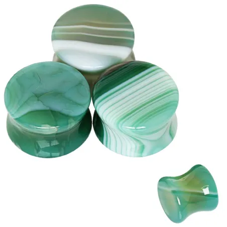 Piercing plug pierre naturelle agate verte