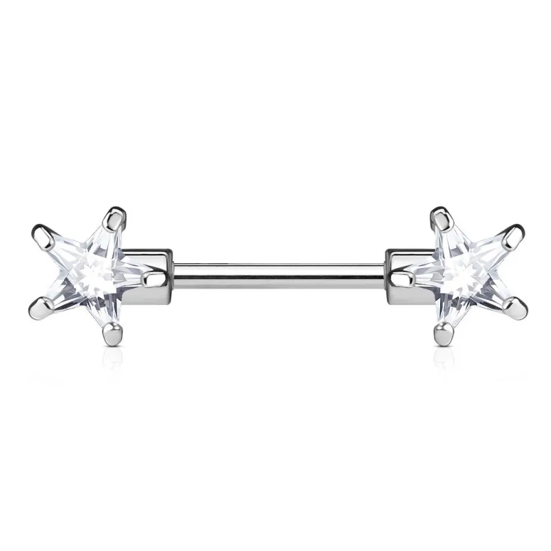 Piercing Téton Barbell Gemmes Etoiles