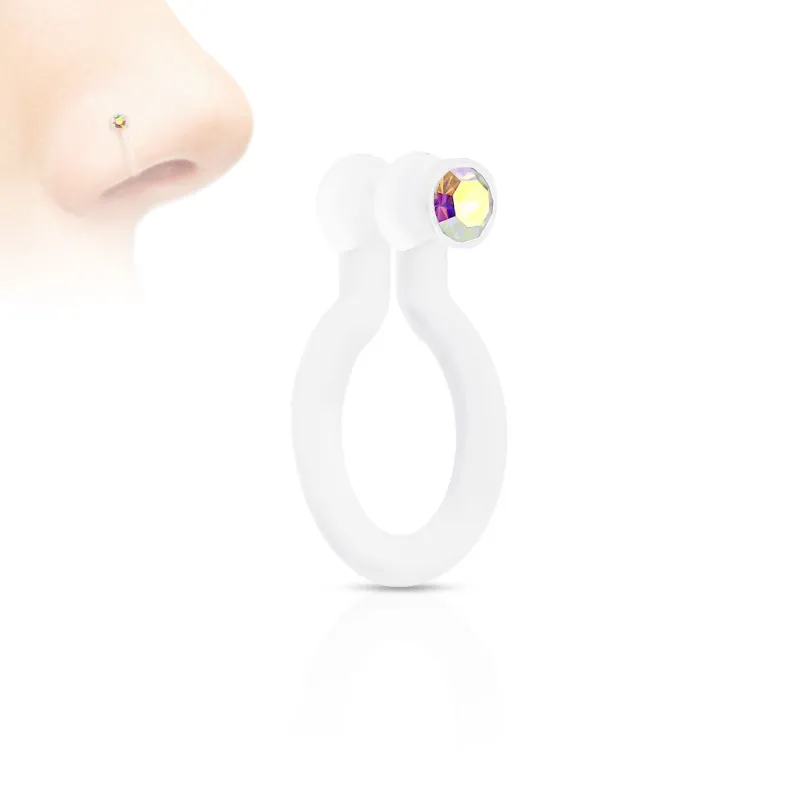 Faux piercing nez bioflex strass