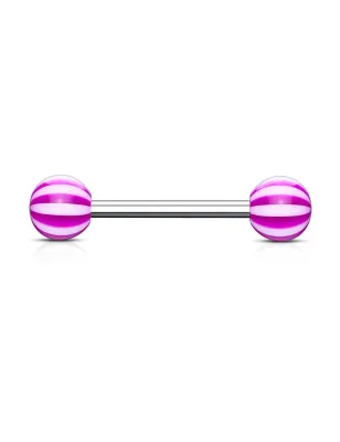 Piercing langue Acier Boules Acrylique Candy