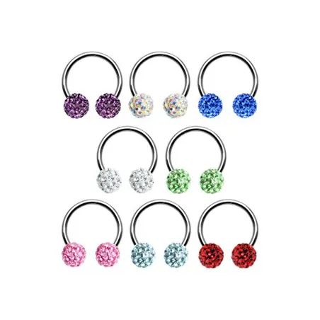 Piercing fer à cheval Multi Crystal 