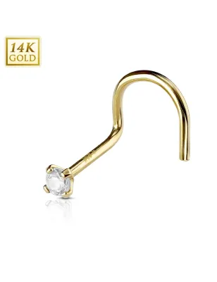 Piercing Nez Or 14K avec Gemme (Tige Courbée)