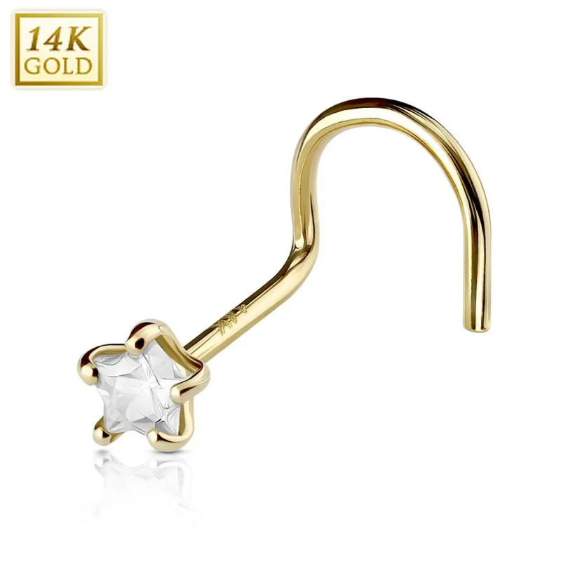 Piercing Nez Or 14K avec Gemme Etoile