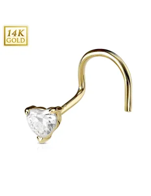 Piercing Nez Or 14K avec Gemme Coeur