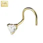 Piercing Nez Or 14K avec Gemme Coeur