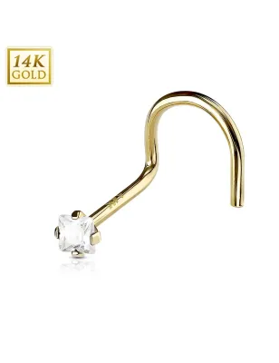 Piercing Nez Or 14K avec Gemme Carré