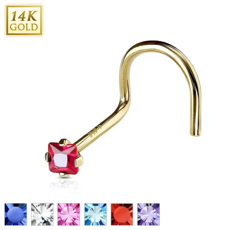 Piercing Nez Or 14K avec Gemme Carré