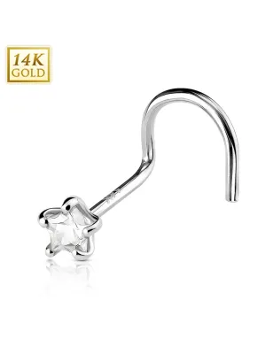 Piercing Nez Or Blanc 14K avec Gemme Etoile