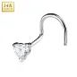 Piercing Nez Or Blanc 14K avec Gemme Coeur