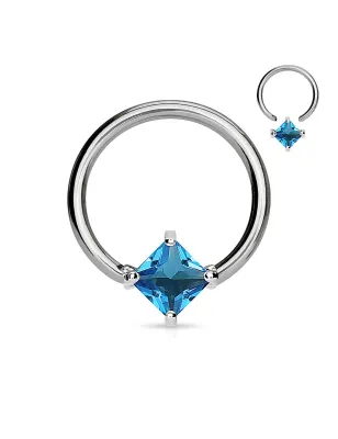 Piercing anneau Captif Pierre Solitaire Carrée