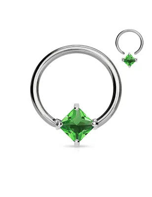 Piercing anneau Captif Pierre Solitaire Carrée