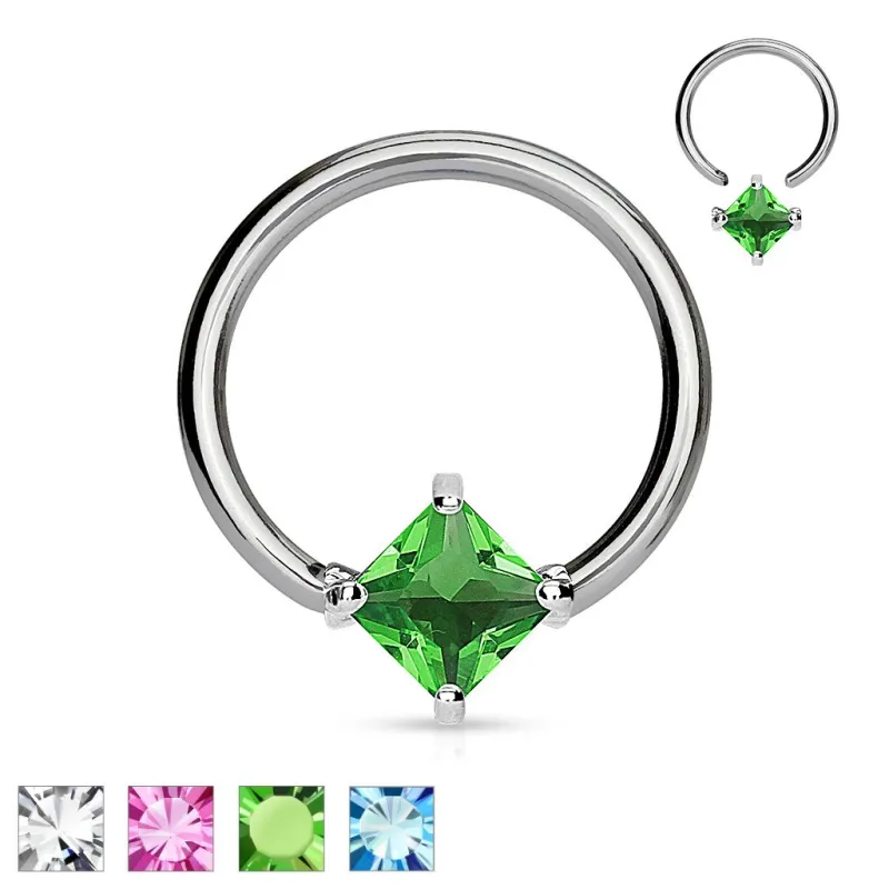 Piercing anneau Captif Strass Carré