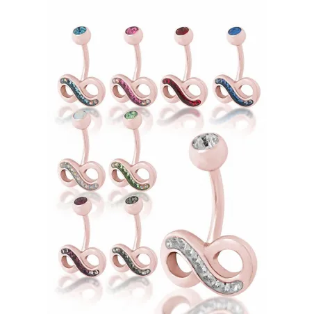 Piercing nombril Crystal Evolution Swarovski Or Rose Infini