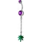 Piercing nombril Swarovski feuille de Cannabis Violet