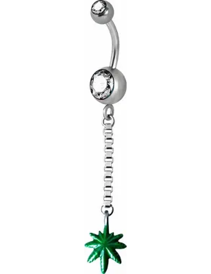 Piercing nombril Swarovski feuille de Cannabis