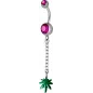 Piercing nombril Swarovski feuille de Cannabis fuchsia