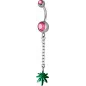 Piercing nombril Swarovski feuille de Cannabis rose