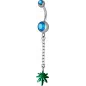 Piercing nombril Swarovski feuille de Cannabis bleu clair