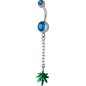 Piercing nombril Swarovski feuille de Cannabis bleu