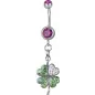 Piercing nombril trèfle Swarovski fuchsia