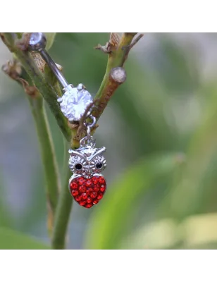 Piercing nombril hibou coeur rouge