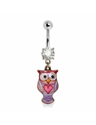 Piercing nombril pendentif hibou coeur