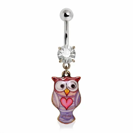 Piercing nombril pendentif hibou coeur