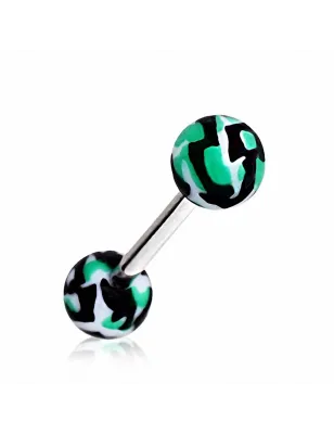 Piercing Langue Boules Acrylique Camouflage Vert