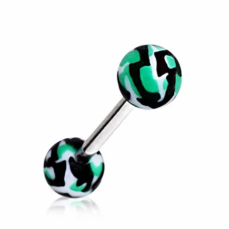 Piercing Langue Boules Acrylique Camouflage Vert