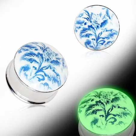 Piercing plug floral glow in the dark