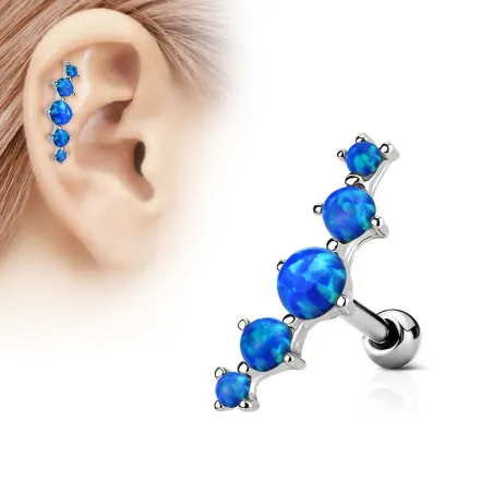 Piercing cartilage cinq opale bleu