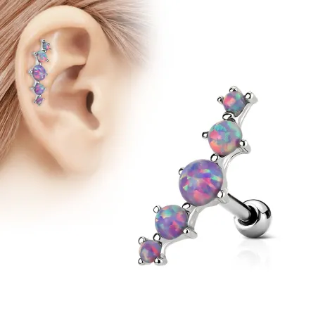 Piercing cartilage cinq opale violet