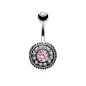 Piercing nombril bouclier vintage rose