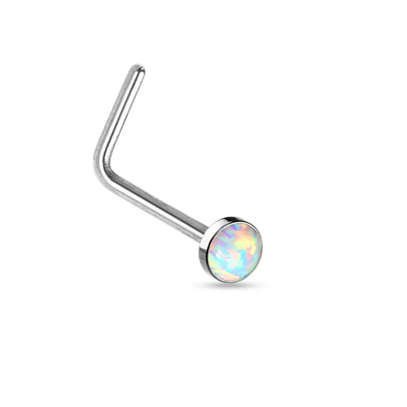 Piercing nez tige L opale blanche