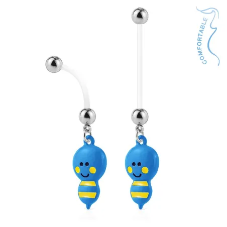 Piercing nombril de grossesse abeille bleue