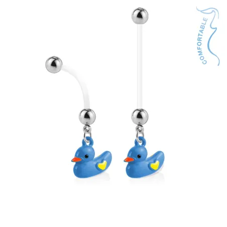 Piercing nombril de grossesse canard bleu