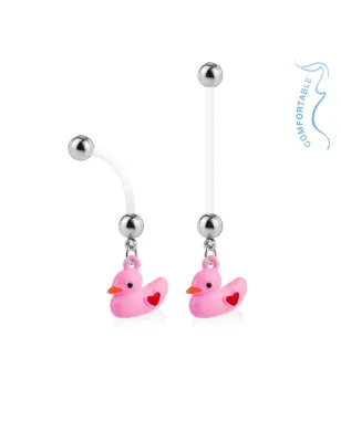 Piercing nombril de grossesse canard rose