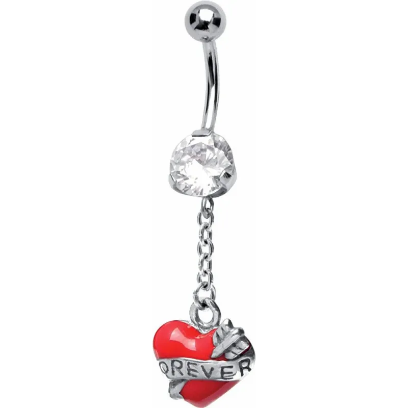 Piercing nombril coeur de cupidon