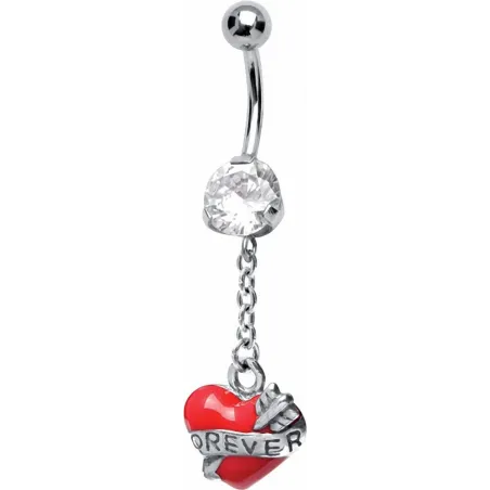 Piercing nombril coeur de cupidon