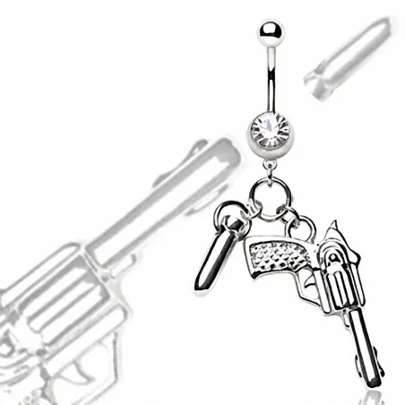 Piercing nombril pistolet et balle