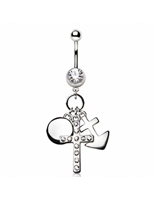 Piercing nombril croix et ancre