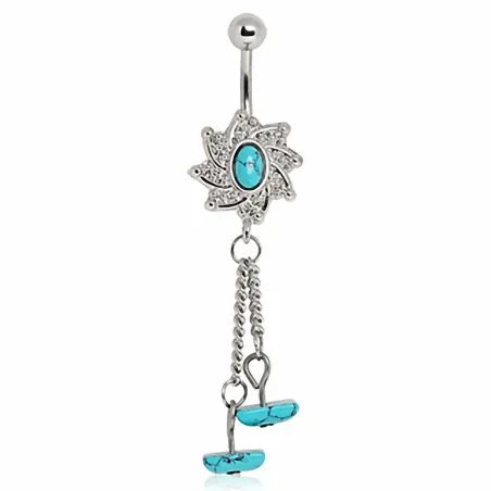 Piercing nombril pendentif turquoise