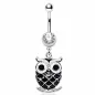 Piercing nombril pendentif hibou noir