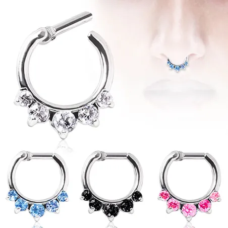 Piercing septum acier gemmes